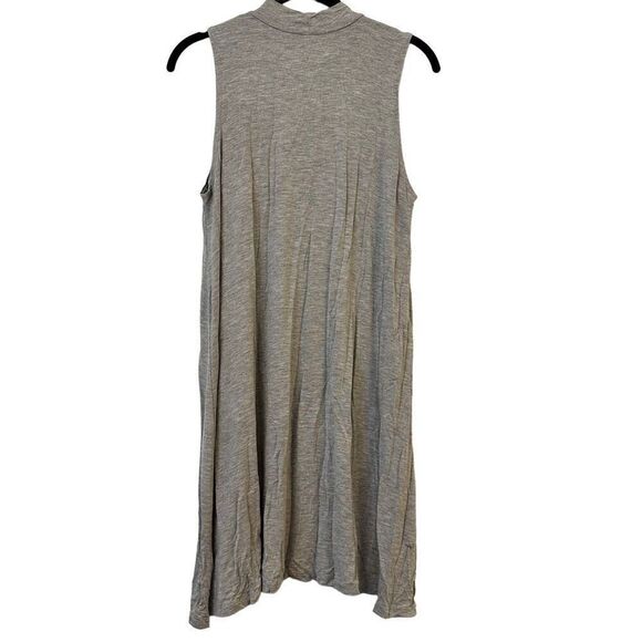 Honeylee Heather Mock Neck Jersey Knit Rayon Blend Tank Dress Gray Large - Picture 2 of 3